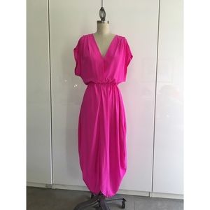 Pink Silk Neon Heidi Dress by Myne